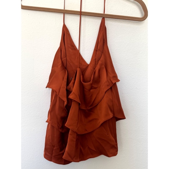 Ramy Brook Brittany Tiered T Back Sleeveless Women's Top Burnt Orange XS - Picture 4 of 4